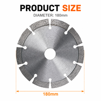 Disque de coupe diamanté industriel 180 mm, revêtement Ti, soudé au laser, segmenté, faible émission de poussière, bord propre, durable pour la pierre et la céramique