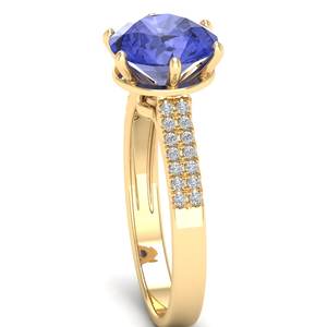 Anillos de compromiso de oro macizo de 14 quilates con diamantes de diseño elegante REYES para mujer, regalo de boda con piedra preciosa de tanzanita de lujo, joyería fina - Product Image 3