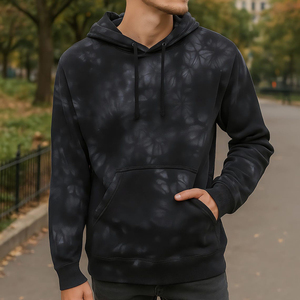 บริการขายส่ง OEM เสื้อฮู้ดผู้ชายลายมัดย้อม ผ้าฝ้ายฟลีซ ทรงปกติ ผ้าเฟรนช์เทอร์รี่ สวมใส่สบายในฤดูหนาว เป็นมิตรกับสิ่งแวดล้อม แห้งเร็ว - Product Image 4