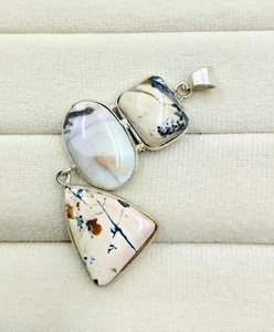 Colgante de Plata de Ley 925 con Ópalo Dendrítico Natural y Piedras Múltiples Engastadas, Hecho a Mano, para Mujer, Venta al por Mayor - Product Image 6