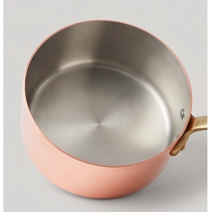 Copper Sauce <b>Pans</b> Set With Brass <b>Handles</b> Vintage Style Durable Metal Cookware For Gas And Induction Stoves Use - Product Image 3