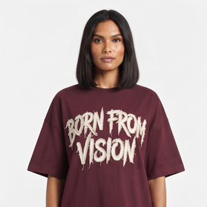 T-shirt surdimensionné brodé pour femme, 100 % coton, col rond, coupe ample, broderie vieillie - Product Image 4