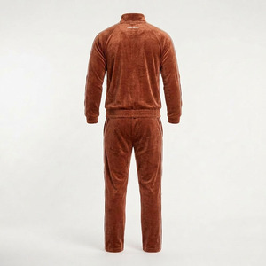 High Quality Unisex Sportswear Set Khaki Brown Hooded <b>Zip</b>-<b>Up</b> <b>Jacket</b> Pants Quick Dry Gym Running Tracksuit 2-Piece 100% Polyester - Product Image 4