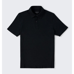 เสื้อโปโลชายสีดำคุณภาพสูง แขนสั้น ทรงปกติ ผ้าคอตตอนปิเก้ สีพื้น คอถัก สไตล์ลำลอง - Product Image 1