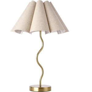 Minimalist <b>Bedside</b> Nightstand Lamp <b>with</b> Umbrella Style Fabric Shade Small <b>Table</b> Lamp for Home Office Lighting - Product Image 1