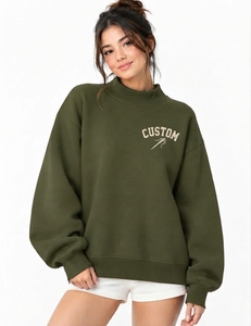 Compre un suéter personalizado para mujer, estilo oversize, cuello alto simulado, corte casual, transpirable, estilo griego, fabricante OEM - Product Image 1