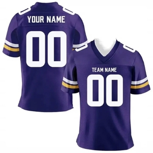 Maillot de football américain personnalisé pour homme, col en V, manches courtes, violet et or, impression par sublimation, nom de l'équipe 00, respirant, coupe régulière - Product Image 1