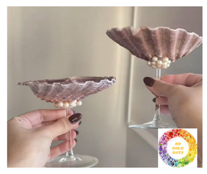 แก้วเปลือกหอยธรรมชาติ แก้วเปลือกหอยดีไซน์เก๋ แก้วทรงโกเบลต์ทำมือ สำหรับตกแต่งสไตล์ชายทะเล ใช้ในงานปาร์ตี้และงานแต่งงาน - Product Image 5