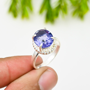 Anillos de Plata 925 con Piedras Preciosas de Lujo en Color Azul para Fiesta - Product Image 4