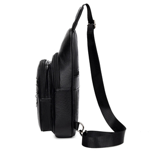 Bolso de pecho minimalista de PU, bolso de hombro con cierre de cremallera, duradero, para todas las estaciones, uso diario, negro - Product Image 4