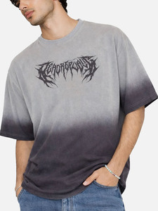 Oversized Gradient Washed T <b>Shirt</b> Men <b>Gothic</b> Graphic Tee Vintage Streetwear Cotton Loose Fit Casual Summer Top - Product Image 2