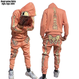 Ensemble de survêtement vintage évasé pour homme en molleton 100 % coton tissé, séchage rapide, épais, pour l'hiver - Product Image 1