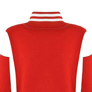 Blouson universitaire homme bleu marine et rouge tendance, avec blocs de couleur, col montant, fermeture éclair, coupe-vent décontracté en polaire brodé - Product Image 5