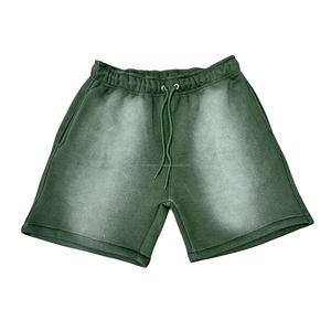 100% algodón verano sol desteñido 3D Puff impresión Logo corte borde gimnasio pantalones cortos desgastados deporte hombres lavado ácido moda Pantalones cortos para hombres - Product Image 5