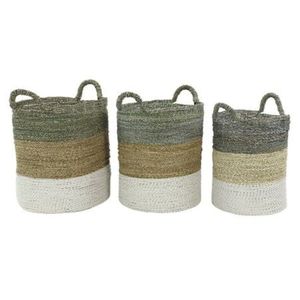 Handwoven Seagrass <b>Storage</b> <b>Basket</b> Set Modern Minimalist Decor Decorative Round Woven Organizer Bins for Home Living Room <b>Basket</b> - Product Image 1