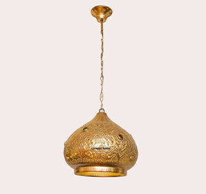 Lámpara de araña de latón dorado con pantallas de campana y cuentas de colores para iluminación de sala de estar E27 LED 220V - Product Image 3