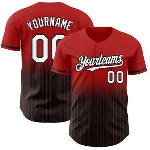 Maillots de baseball personnalisés à col en V et rayures, avec logo par sublimation, vente en gros - Product Image 2