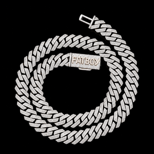Collar de Cadena Cubana FATBOY para Hombre, Chapado en Plata 925 con Diamantes de Moissanita, Estilo Hip Hop, Cadena de Eslabones Tipo Cuchilla con Micro Pavé Completo - Product Image 1