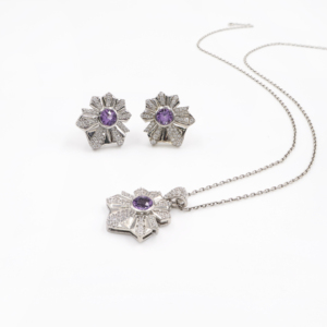 Verona Jewels Women's Classic 925 <b>Sterling</b> <b>Silver</b> Natural Amethyst Pendant <b>Earring</b> <b>Set</b> Rhodium Plated Fine Jewelry for - Product Image 3