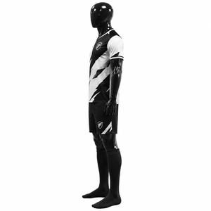 Soccer Uniform Set <b>BIN</b> FATEH Unisex Adult Size Wholesale Rate <b>Black</b> White Digital Print Breathable Polyester Custom Brand OEM - Product Image 4