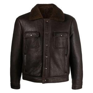 Chaqueta de Piel de Oveja Marrón Natural de Moda, Chaquetas de Invierno Ecológicas al por Mayor, Chaquetas de Cuero para Hombre, Abrigos de Piel de Oveja de Alta Calidad - Product Image 6