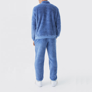 Conjunto de chándal de forro polar Sherpa personalizado para hombre, chaqueta con media cremallera y pantalones, dos piezas, ropa de casa de invierno, venta al por mayor - Product Image 2