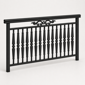 Panneau de balustrade en métal noir décoratif, balustre tourné en fer forgé, garde-corps à motif festonné pour escalier intérieur/extérieur et balcon - Product Image 2