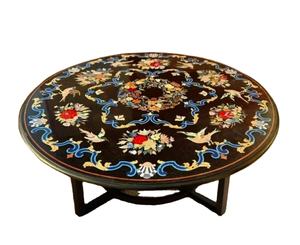 Plateau de table à manger avec incrustation Pietra Dura - Product Image 1