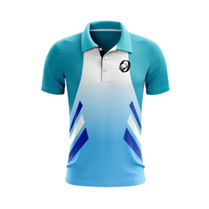 Men Sky Blue <b>White</b> Sublimation <b>Cricket</b> Jersey Short Sleeve Sports Shirt Athletic Match Wear Team Uniform Performance Clothing - Product Image 1