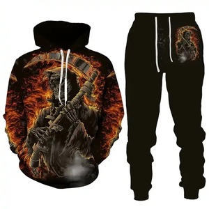 ชุดเซ็ตเสื้อฮู้ดดี้และกางเกงจ็อกเกอร์พิมพ์ลาย Flame Reaper ของ GULLSTAR YOGA INDUSTRY สำหรับผู้ชาย ผลิตจากผ้าฝ้าย 100% แขนยาว มีเชือกผูกและกระเป๋า - Product Image 5
