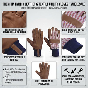 Cowhide Grain Design Leather Industrial Safety <b>Gloves</b> Durable Anti-static Heat Resistance Anti-Slip Cotton Fabric Elastic - Product Image 4