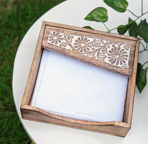 Handmade Modern Eco-friendly Wooden <b>Tissue</b> Box Cover Napkin Holder Floral Carved Desktop Dispenser for Home Office <b>Wedding</b> - Product Image 2