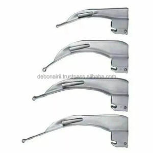 Ensemble de laryngoscopes à 4 lames incurvées en acier inoxydable LED électriques certifiés CE ISO, instruments chirurgicaux réutilisables OEM ODM - Product Image 5