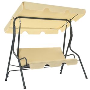 Dondolo da Giardino Grande in Acciaio Verniciato a Polvere Bianco Crema con Seduta in Poliestere per Patio - Product Image 1