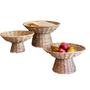 Nouvelle Décoration de Table de Réception de Mariage en Rotin Naturel Faite à la Main, Bol sur Pied en Osier Moderne de Luxe et Présentoir Floral/Fruité - Product Image 5