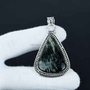 Venta caliente colgante Seraphinite joyería 925 plata esterlina colgante hecho a mano joyería verde oscuro piedra preciosa colgante regalo para ella - Product Image 6