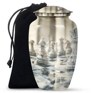 Urne funéraire en métal effet marbre gris pour cendres d'adultes, urne commémorative décorative avec sac en velours pour exposition à domicile - Product Image 6