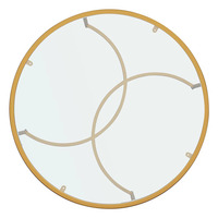 Table basse ronde moderne à hauteur réglable avec plateau en verre trempé et structure en acier plaqué or