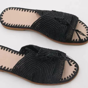 Sandales en raphia naturel, chaussures faites à la main, chaussures en raphia, sandales d'été, chaussures d'été pour femmes, chaussures de plage, sandales marocaines - Product Image 1