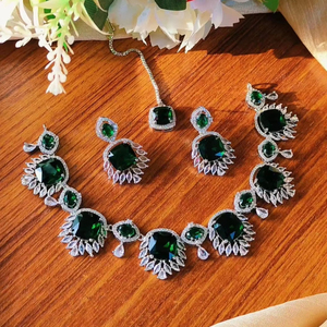 Classic Afghan Peacock Design Gold Plated Choker <b>Necklace</b> With <b>Ruby</b> Pink Stones Emerald Accents And White Pearls - Product Image 1