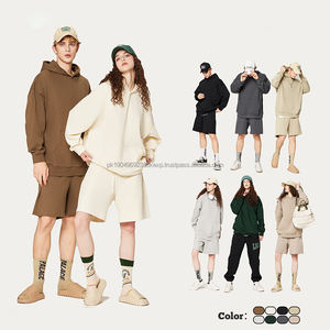 Poids lourd 400GSM hommes français éponge pull à capuche Offre Spéciale 100% coton uni teint Logo personnalisé automne - Product Image 1