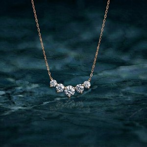 Collar con Colgante Graduado de 5 Piedras de Diamante Cultivado en Laboratorio Redondo EF VVS1, Cadena de Oro Amarillo de 14K, Certificado IGI, Regalo para Novia - Product Image 2