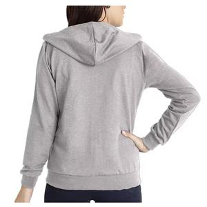 Custom Light <b>Grey</b> Full <b>Zip</b> Fleece <b>Hoodie</b> Wholesale <b>Women</b> Matching Drawstring Slim Fit Jacket - Product Image 4