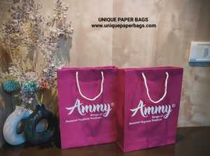 Custom Printed Luxury Magenta Kraft <b>Paper</b> Shopping Bags with White Rope Handles for Retail Gift Cosmetic Garment Personal Care - Product Image 3