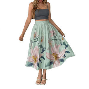 New Independent Station Floral Printed <b>Midi</b> <b>Skirt</b> Best Material Button Decorative Leisure Summer Vacation <b>Skirts</b> - Product Image 1