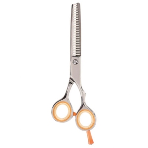 Ciseaux à effiler professionnels Harbor Industry de 6,5 pouces avec manche orange en acier inoxydable pour salon de coiffure - Product Image 1