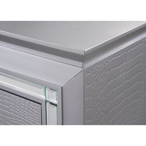 Comodino moderno stile Glam In legno massello con due cassetti luce notturna In argento con finitura coccodrillo mobili per camera da letto 1 pz - Product Image 4