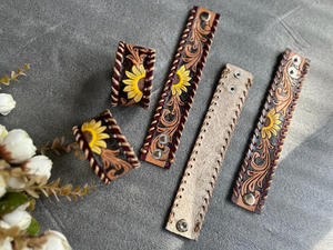 Nueva llegada Venta caliente occidental elegante hecho a mano pintado cuero mecanizado mano brazalete pulseras Unisex uso diario accesorio de moda - Product Image 5