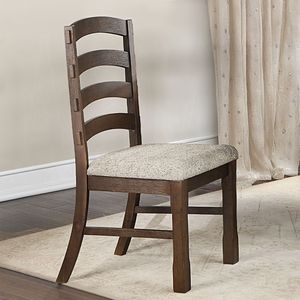 Set of 2 <b>Rustic</b> Brown and Gray <b>Dining</b> <b>Chairs</b> with Padded Seat - Product Image 2