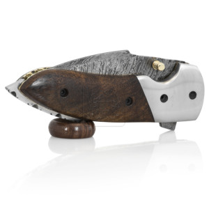 Couteau de poche pliant en acier Damas en gros DD-FK-854 avec manche en bois de rose exotique, couteau EDC pour le camping, la randonnée et les activités de plein air - Product Image 5